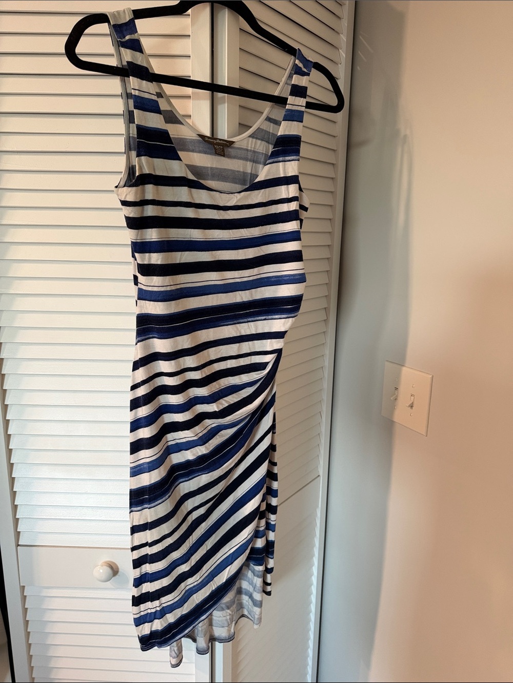 Tommy Bahama Navy and White Striped Sleeveless Midi Dress